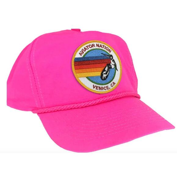 Aviator Nation Snapback Hat Signature Vintage Nylon Venice Beach Hot Pink - Picture 1 of 8
